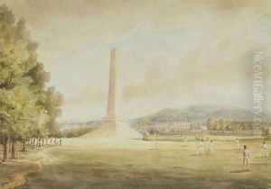 Cricket in Phoenix Park, Dublin, c.1835 by John Hardman Powell
