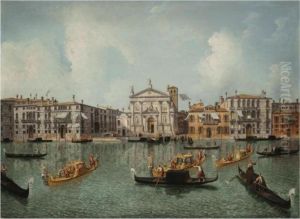Venice, The Grand Canal With A View Of The Church Of San Stae by Michele Marieschi
