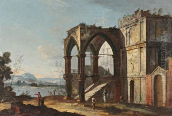 Ruines Animees Au Bord D'un Fleuve - view 1