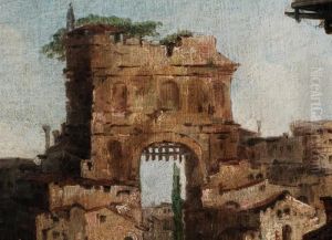 Ruinen-ideallandschaft Mit Meeresbucht, Kahnen Und Figurenstaffage by Michele Marieschi