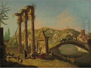 Capriccio Con Resti Architettonici Classici E Un Ponte by Michele Marieschi