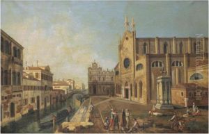 Venice, A View Of The Campo Di Ss Giovanni E Paolo by Michele Marieschi