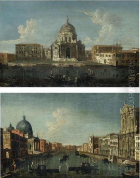 Venice, A View Of The Church Of Santa Maria Della Salute;
 Venice, A View Of The Grand Canal With The Chiesa Degli Scalzi - view 1