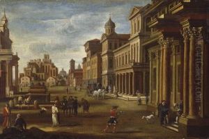 Vue D'une Ville Imaginaire En Italie