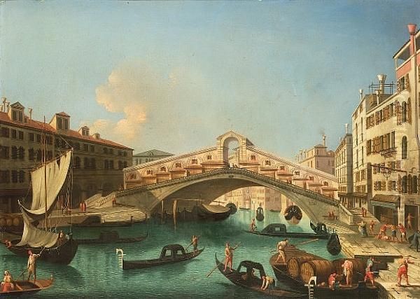 The Grand Canal At The Entrance 
To The Canareggio, With San Geremia, Venice; And The Rialto Bridge, 
Venice, From The South - view 1