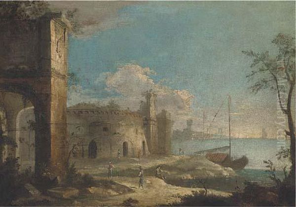 A Capriccio Coastal Landscape With Ruins And Figures - view 1