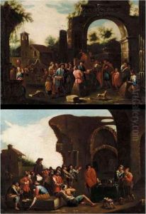 A Market Scene With Pedlars by Michele Marieschi