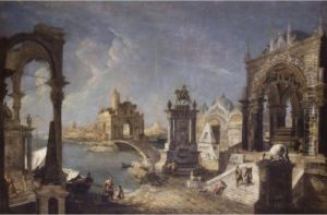 An Architectural Capriccio With Figures by Michele Marieschi
