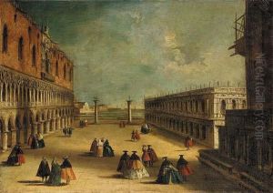 View Of The Piazzetta, Venice, Looking South, With Masked Figures