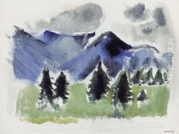 White Mountain Country, No. 34, Franconia Range, Mountain And Fir Trees - view 1