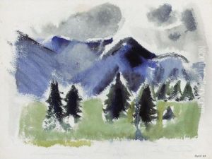 White Mountain Country, No. 34, Franconia Range, Mountain And Fir Trees by John Marin