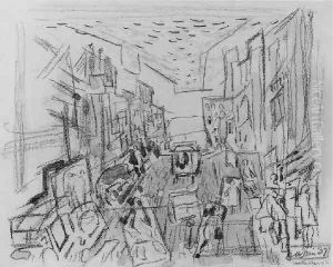 Signed Marin, Dated '37 And Titled Weehawken, 48th St., L.r. Signed Marin, Dated '37 And Titled Weehawken, 48th St., L.r.