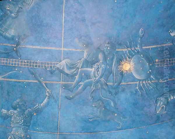 The Path of the Sun through the stars on the night of the 4th July 1442, detail of Gemini and Cancer, from the soffit above the altar, c.1430 - view 1