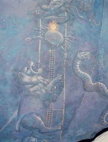 The Path of the Sun through the stars on the night of the 4th July 1442, detail of Leo, Cancer and the Hydra, from the soffit above the altar, c.1430 - view 1
