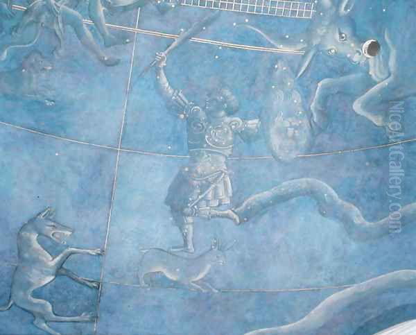 The Path of the Sun through the stars on the night of the 4th July 1442, detail of Orion and Taurus, from the soffit above the altar, c.1430 - view 1