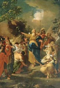 Moses drawing water from the rock by Giuseppe Passeri