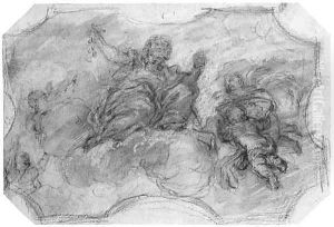 Flora with putti design for a ceiling compartment by Giuseppe Passeri