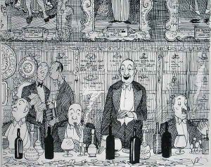 Fondness for laughing at our own anecdotes, published in Punch, 10th February 1937 by Graham Laidler Pont