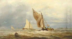 Sailing vessels in a stiff breeze