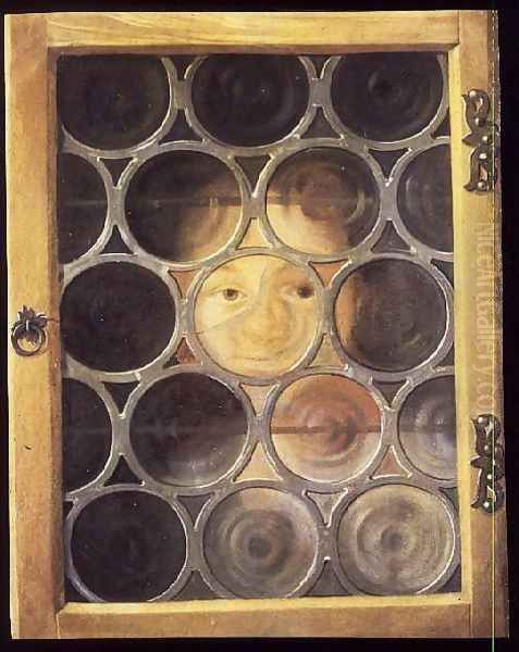 Trompe LOeil of a Boys Face through a Window - view 1