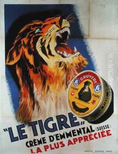 Poster advertising Le Tigre Swiss cheese from Emmental, 1931 by G. Preux