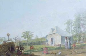 Colonial children playing outside the house in the Reunion Island, 1793 by Jean-Joseph Patu de Rosemont