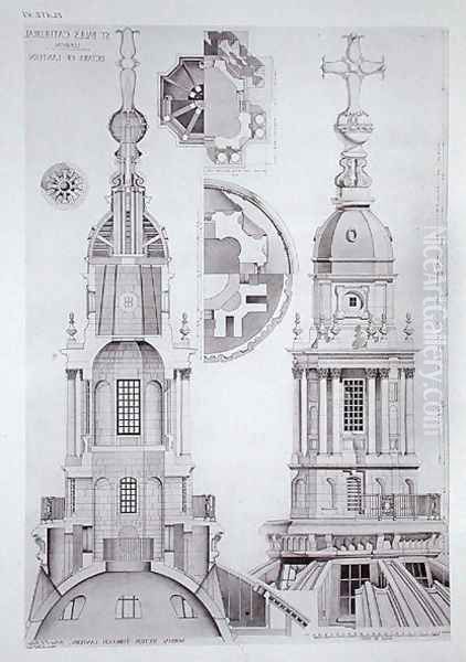 Drawings of the lantern of St. Pauls Cathedral, for St. Pauls Cathedral, London, Measured, Drawn and Described, published 1927 - view 1