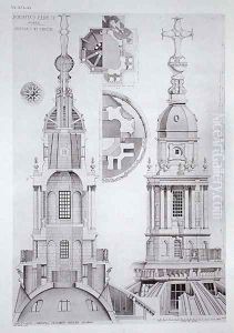Drawings of the lantern of St. Pauls Cathedral, for St. Pauls Cathedral, London, Measured, Drawn and Described, published 1927 by Arthur F. E. Poley
