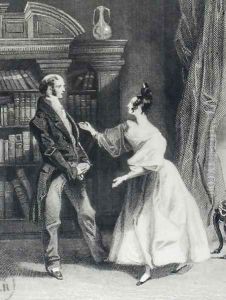 She then told him what Mr Darcy had voluntarily done for Lydia. He heard her with astonishment, illustration from Pride and Prejudice by Jane Austen 1775-1817 engraved by William Greatbach b.1802 1833 by George Pickering