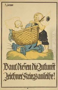 German advertisement for war bonds, printed by Mainzer Verlagsanstalt Mainzer Anzeiger, Mainz, 1914-18 by Reinhold Pfeiffer
