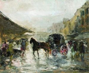 Mercatino A Napoli Con Carrozza A Cavallo by Francesco Marino Di