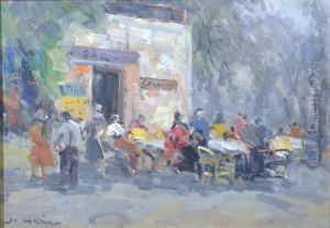 Al Bar Olio Su Tavolacm 25x35 by Francesco Marino Di
