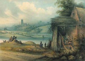 A distant view of Chester across The Meadows by John Pearson