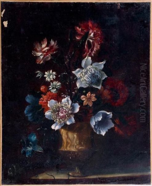 Bouquet De Fleurs Dans Un Vase De Bronze - view 1