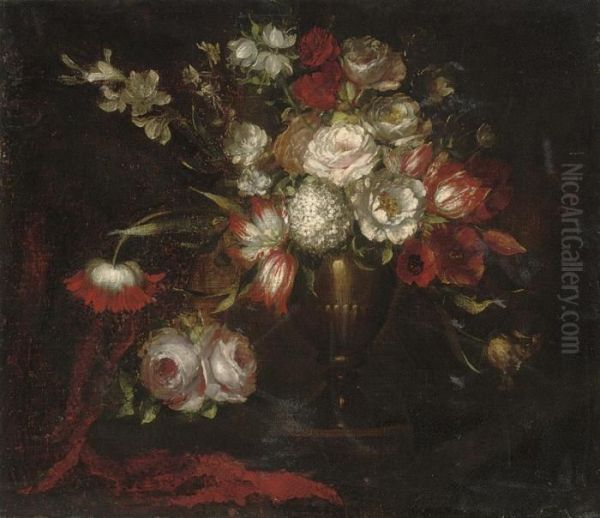Still Life A Roses, Tulips, Parrot Tulips. - view 1