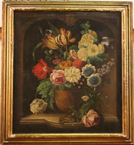 Still Life Study Of Summer Flowers Including Tulips - view 1