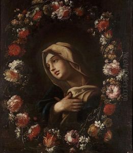 The Madonna Surrounded By A Garland Of Flowers