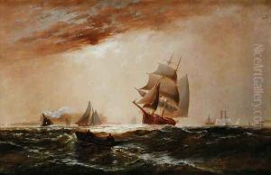 Ships in New York Harbour, 1891 by Granville Perkins