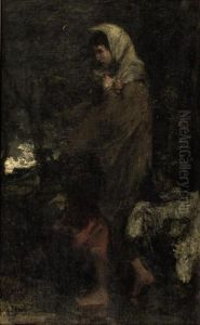 The Shepherdess And Her Sheep by Jacob Henricus Maris