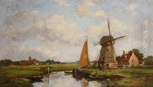 A Windmill In A Canal Landscape