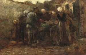 Achterbuurt Te Scheveningen: Fisherfolk In A Street by Jacob Henricus Maris