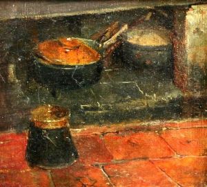 Kuchenstilleben Mit Kupfergefasen An Der Esse by Jacob Henricus Maris