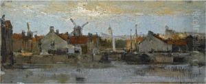A View Of A Dutch Town At The Waterfront by Jacob Henricus Maris