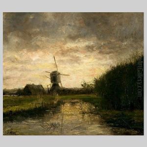 Landscape With Windmill. by Jacob Henricus Maris