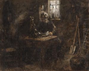 Stubeninterieur Mit Bauernpaar.