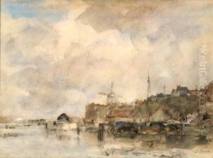 View Of The Harbour Of A Dutch City by Jacob Henricus Maris