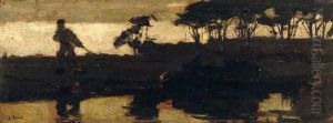 By A Canal At Dusk by Jacob Henricus Maris