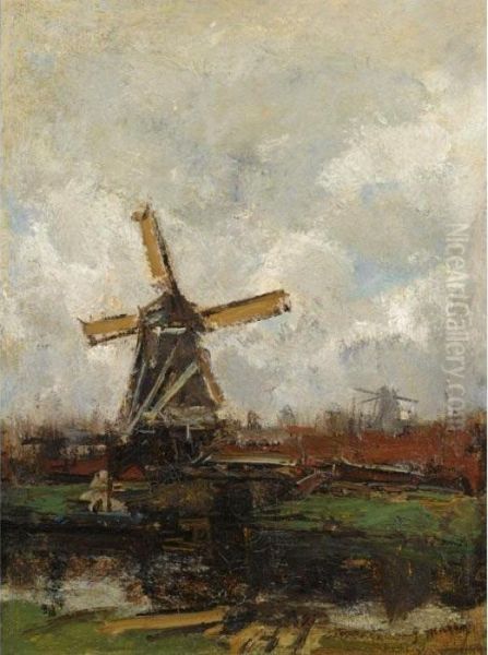 A Windmill In A Polder Landscape - view 1