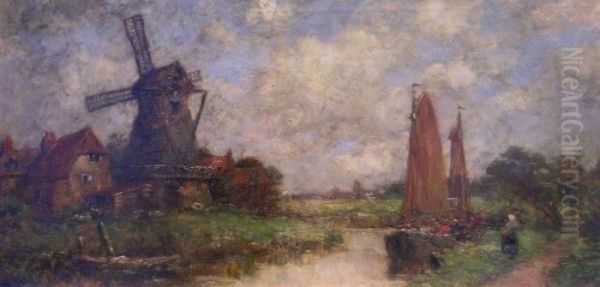 Dutch Landscape With Windmill - view 1