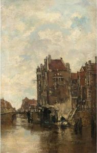 A Washer Woman On A Canal In Dordrecht by Jacob Henricus Maris